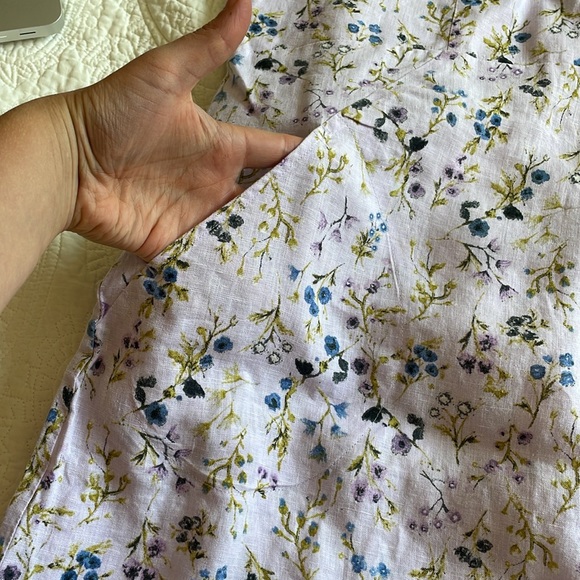 J. Jill Love Linen purple floral linen sleeveless dress large - Picture 5 of 10